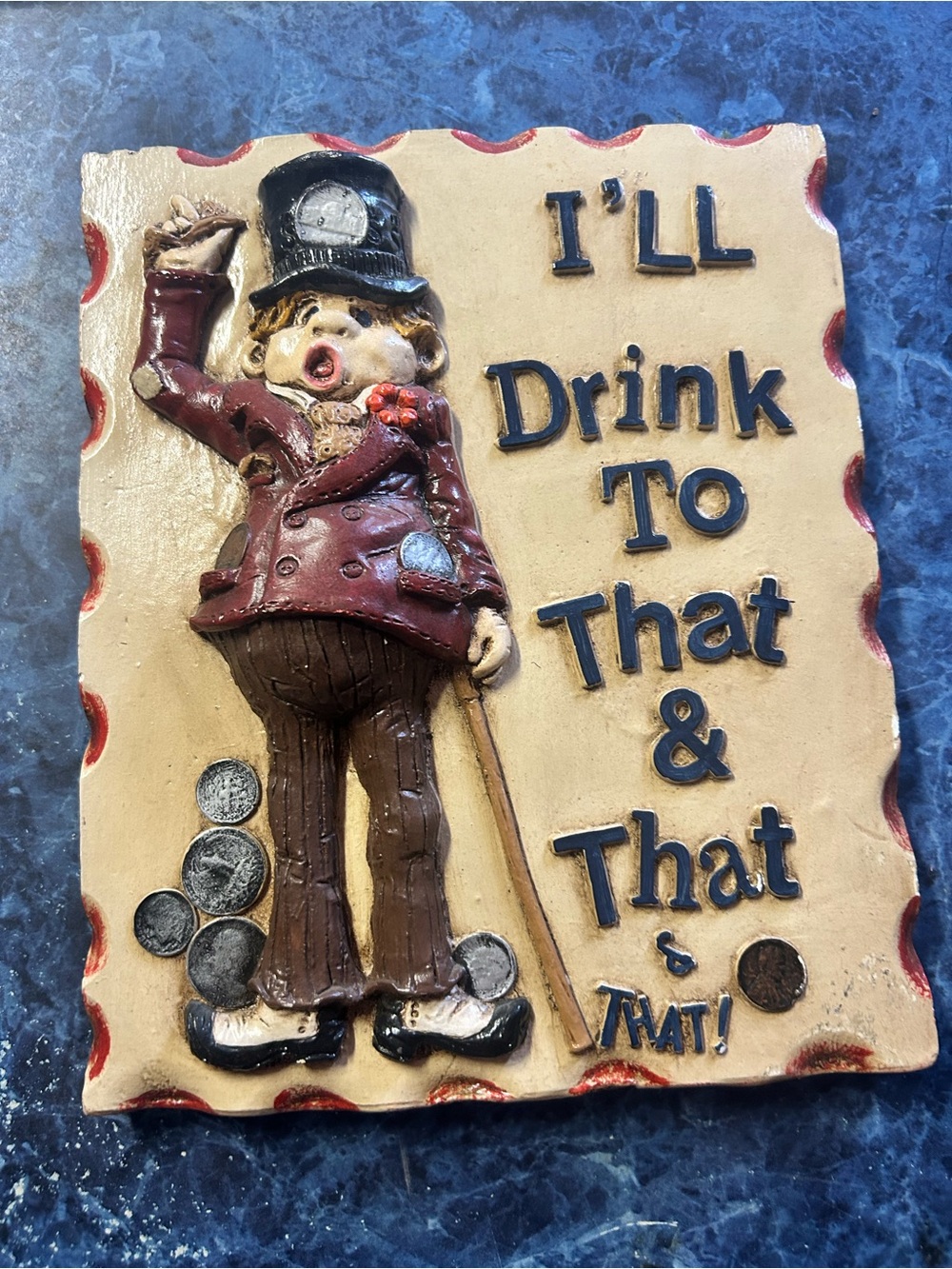 Whimsical Vintage-Style Pub Plaque - 'I'll Drink To That & That'